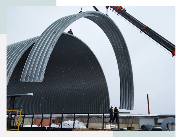 Полукруглые ангары в Людинове